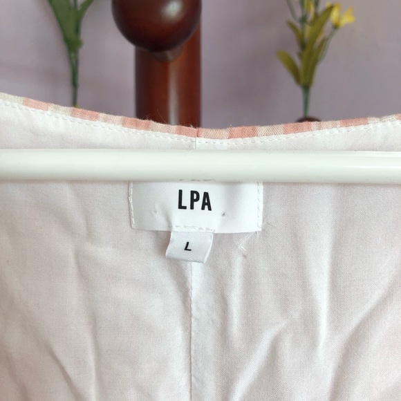 Revolve LPA Gingham Puff Sleeve Button Up Dress - Picture 5 of 6